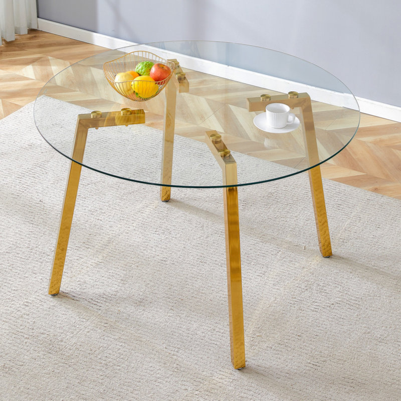 Table de salle à manger Modern, Doré, H 29,5 po x l 47,3 po x P 47,3 po