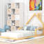 Lit simple au sol naturel avec tête de lit Playful House - Cadre en bois massif en forme de maison de charme-1393091816-1393091817