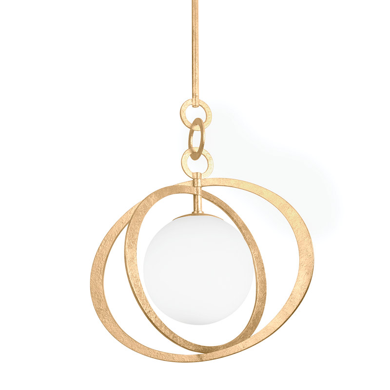 Luminaire suspendu 1 lumière Olancha, Feuille d'or rétro