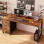 Bureau d'ordinateur à 4 tiroirs avec bureau en tissu