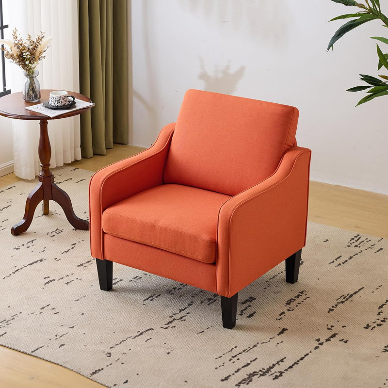 Fauteuil de 29,9 po de largeur Amaryia, Mélange de lin orange