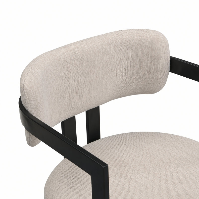 Ensemble de 2 chaises de salle à manger rembourrées avec structure en métal, Beige, Noir