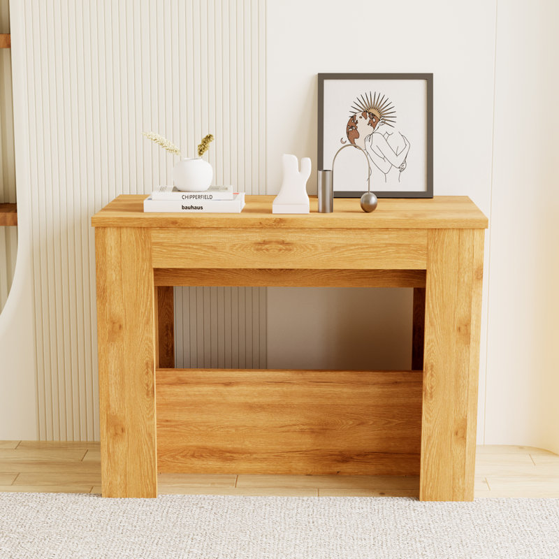 Haakon Kitchen Dining Table Set, 18"-118" Extendable Console Table with Bench(Table, 2 Benches), Cream