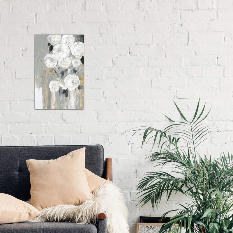 Cascading Grey by Asia Jensen - Painting on Canvas, No Frame, 152.5 cm H x 101.5 cm W x 3.175 cm D