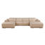 Canapé modulaire en U en cuir véritable 4 pièces beige avec appuis-tête réglables - disposition ouverte-130816477