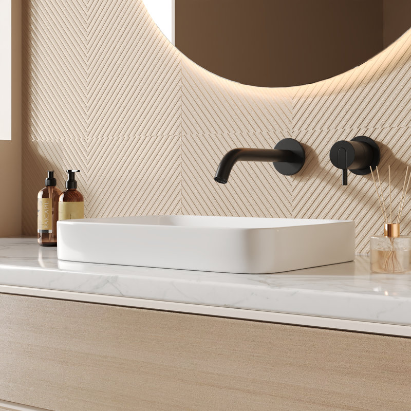 Lavabo de salle de bain semi-encastré rectangulaire encastré 16 po x 12 po Deervalley, Blanc