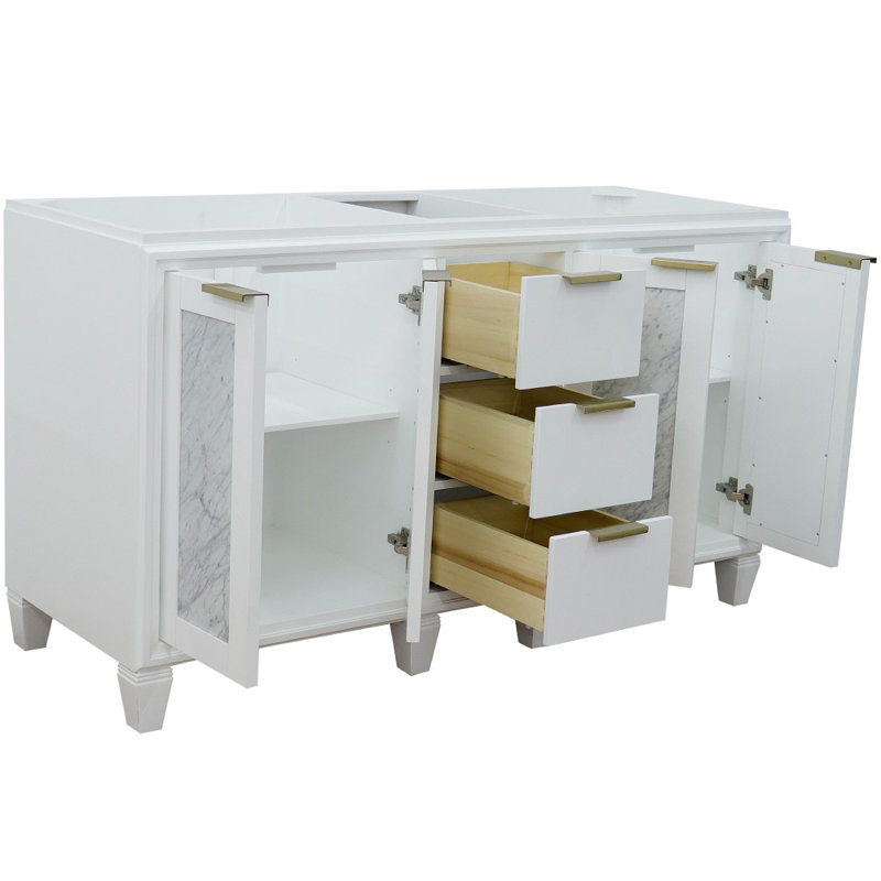 Schreck 60'' Double Bathroom Vanity Base Only, White