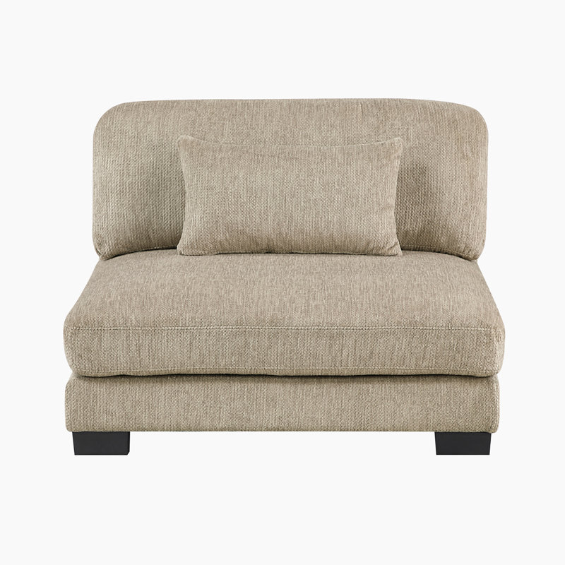 Chaise modulaire sans accoudoirs modulaire et contemporaine de 45 po avec revêtement en microfibre texturée, coussins réversibles et ressorts ensachés en mousse Tinashe