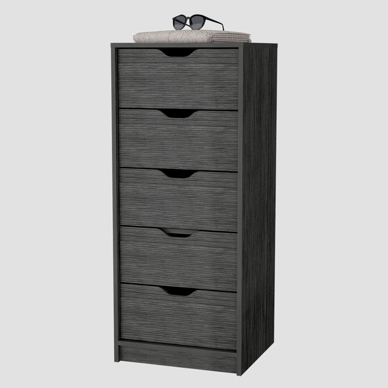 Kamran Dresser Kamran, Five Drawer Narrows, Width X 17,7, Concrete Gray