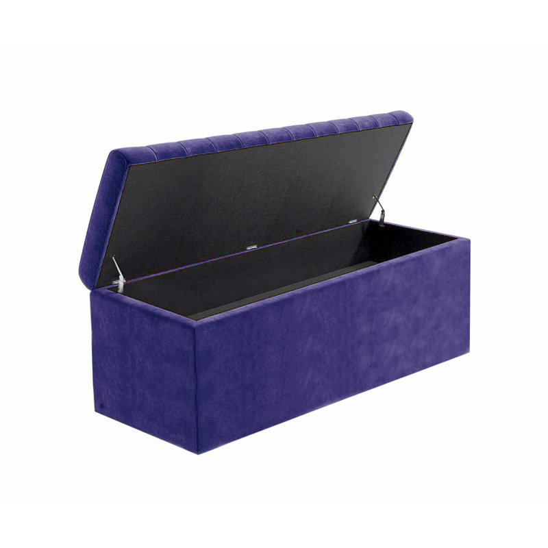 Safar Large Plush Velvet Ottoman Storage Box with Plain Lid Multi Functional Upholstered Blanket Box