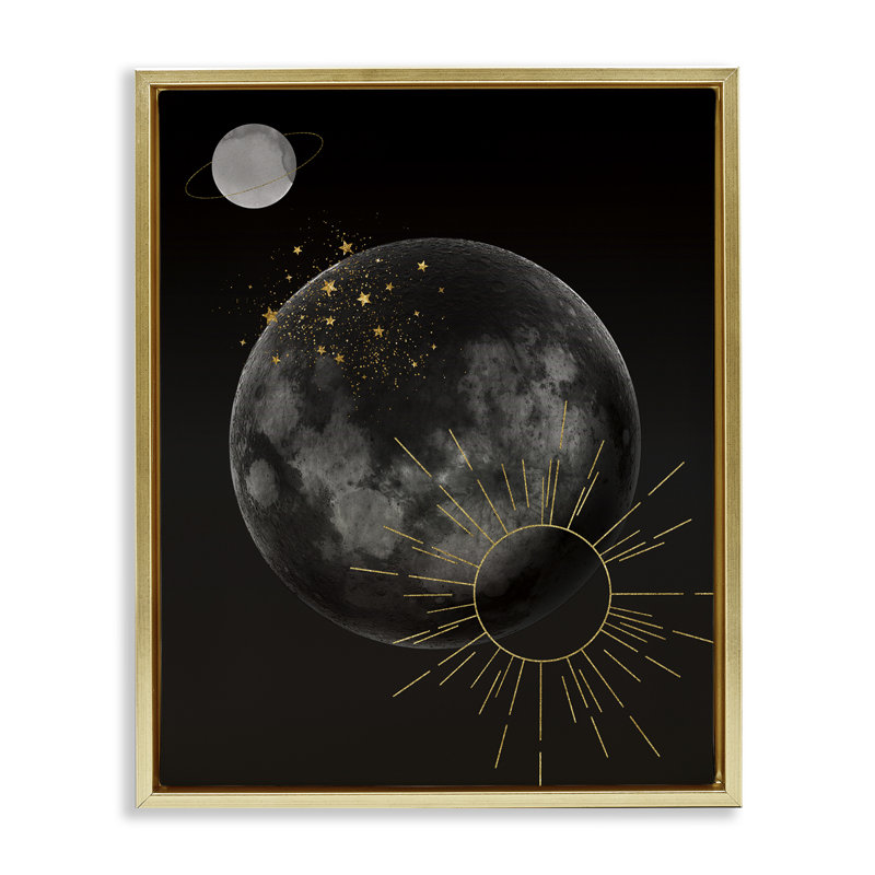 Minimal Galaxy galactique, Cadre flottant métallique doré, H 21 po x l 17 po
