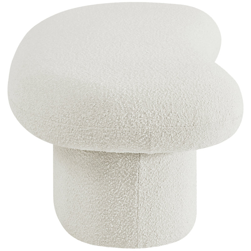 Anston 56" Ivory Boucle Upholstered Bench with Solid Wood Legs