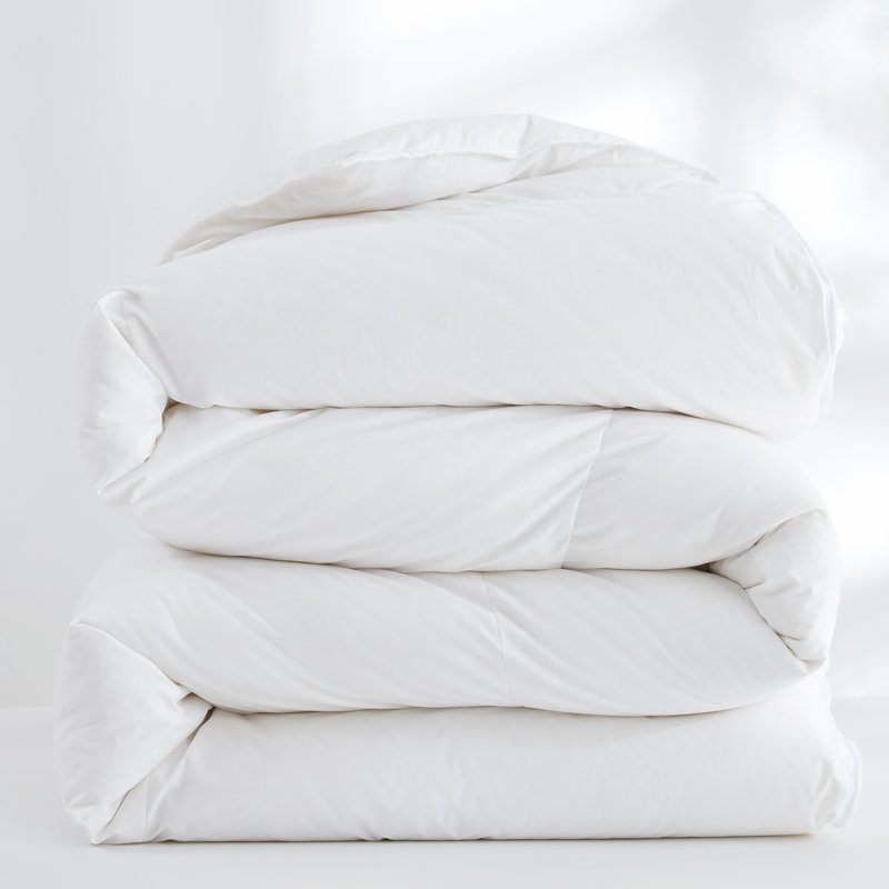 Queen White Cotton Down Comforter with German Milled Fabric