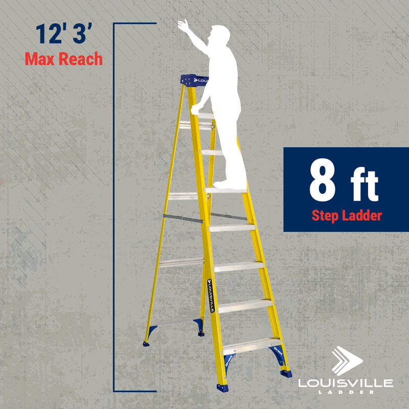 8 ft. Fiberglass Step Ladder with 250 lbs. Load Capacity Type I Duty Rating