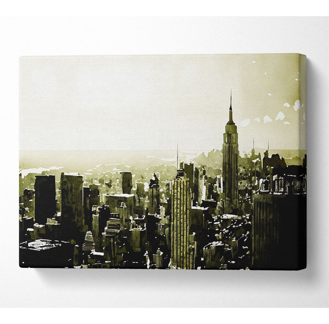 New York Skyline Sepia - Kunstdrucke auf Segeltuch