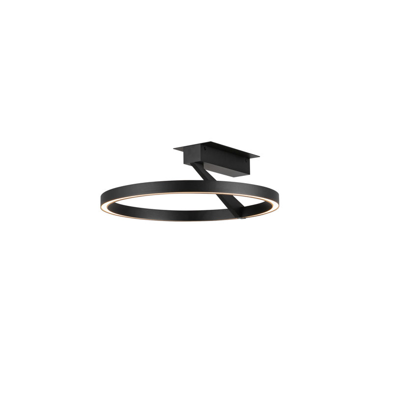 Roda LED Semi-Flush Mount, Black, 6" H x 16" W x 15.75" D