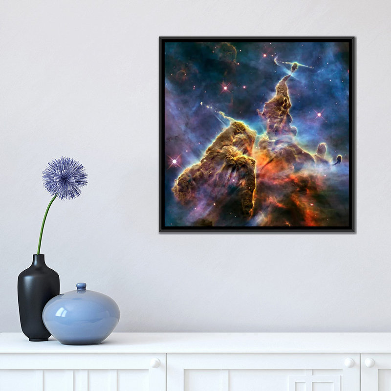«Astronomie et espace», impression sur toile, H 18 po x l 18 po x P 1,5 po, Toile avec cadre noir, Pas de tapis