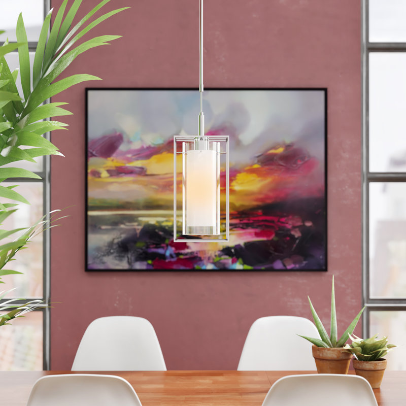 Luminaire suspendu carré à 1 lumière Cubo, Givré