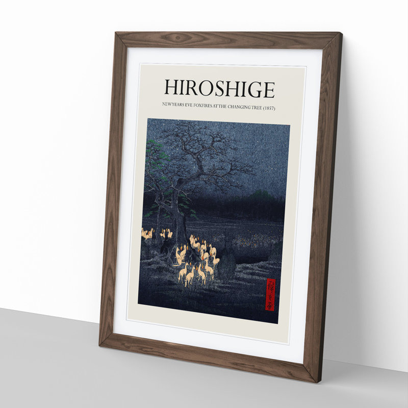 New Years Eve Foxfires by Utagawa Hiroshige - Picture Frame Art Prints, 48cm H x 36cm W x 2cm D
