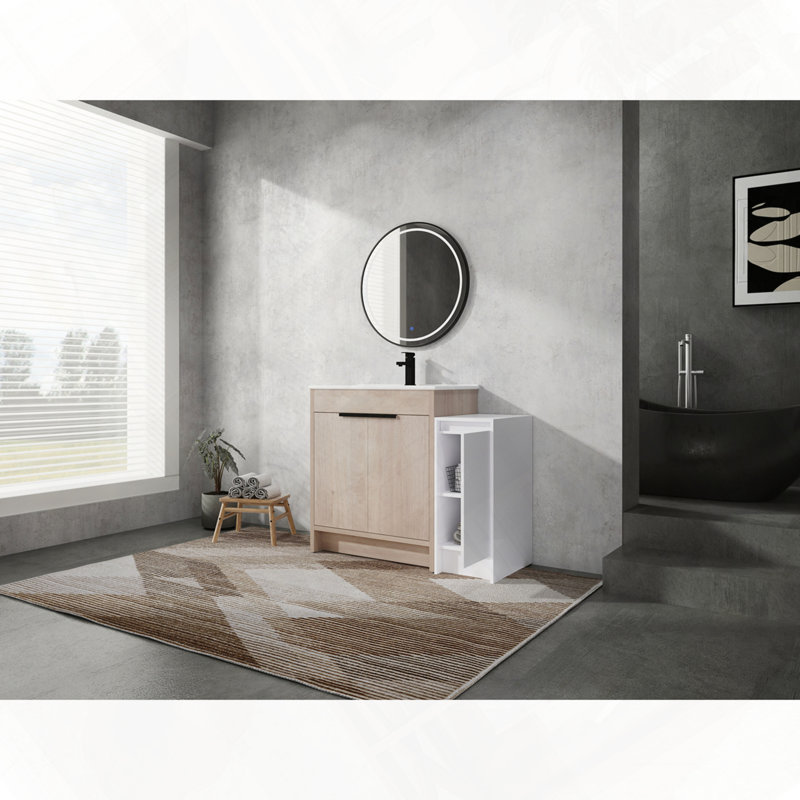 Meuble-lavabo autoportant avec lavabo en céramique