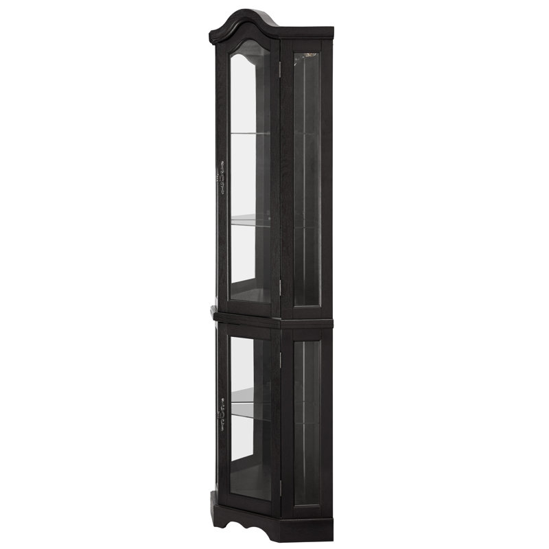 Corner Curio Cabinet with Lighted And Adjustable Shelves