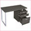 Bureau moderne réversible à 3 tiroirs avec classeur gris patiné | Bois d'ingénierie | Pieds en métal