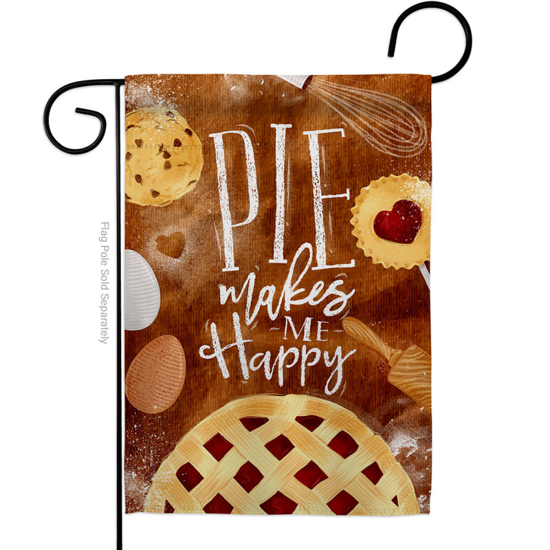 Le coussin décoratif à 2 faces de couleur « pie is me happy impressions » de 19 po x 13 po drapeau de jardin