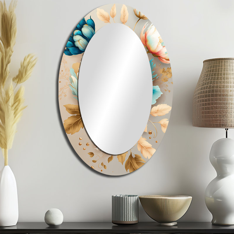 Miroir mural multicolore Blooming Flowers I - Traditional, 36 po x 24 po