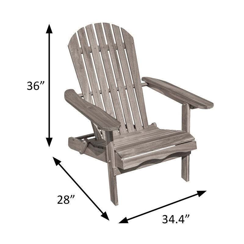 34.4" W Rustic Adirondrack Chair, Gray, Gray