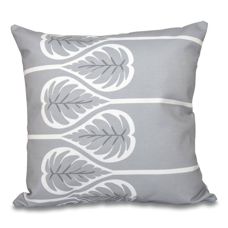 Botanical Blooms Floral Reversible Throw Pillow, 16" H x 16" W, Gray
