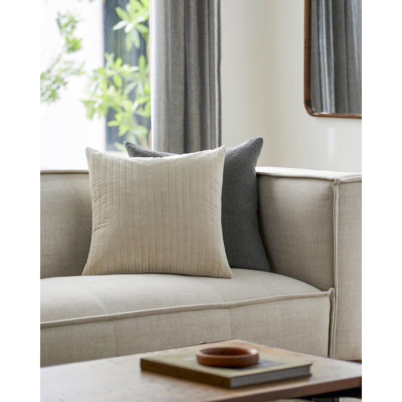 Beirne Cotton Throw Pillow, Pillow Cover Only - No Insert, Oatmeal, 20" x 20"