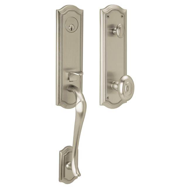 Bethpage Handleset with Single Cylinder Deadbolt and Door Knob and Rosette, Lifetime (PVD) Satin Nickel, Keyed Alike, Yes