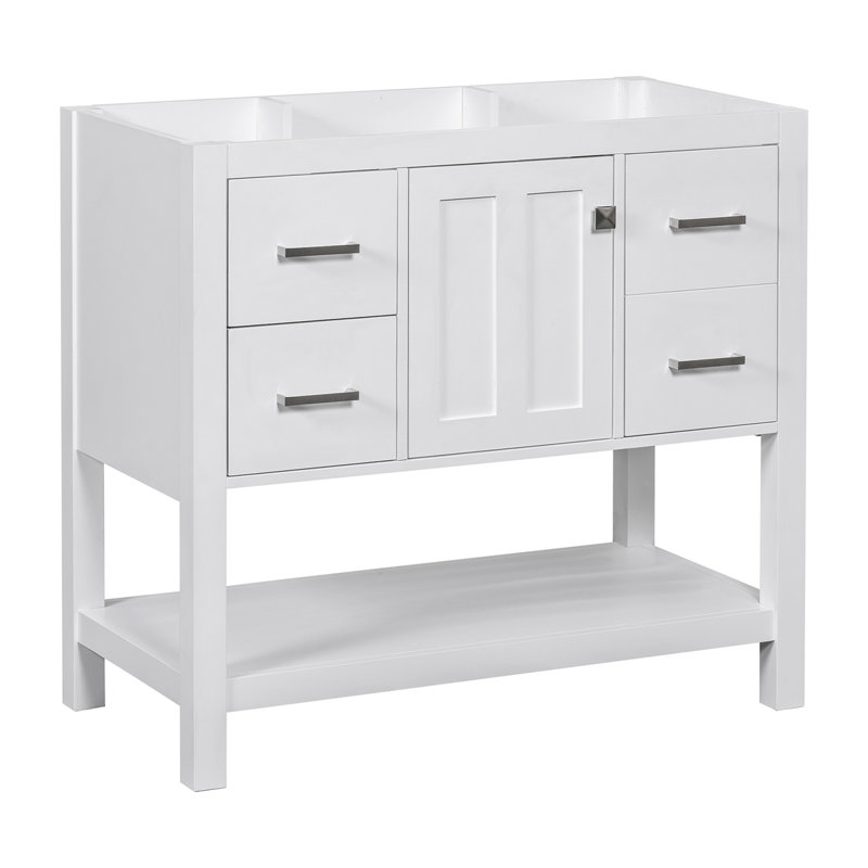 [Cabinet seulement] Meuble-lavabo moderne avec USB (lavabo non inclus), Blanc