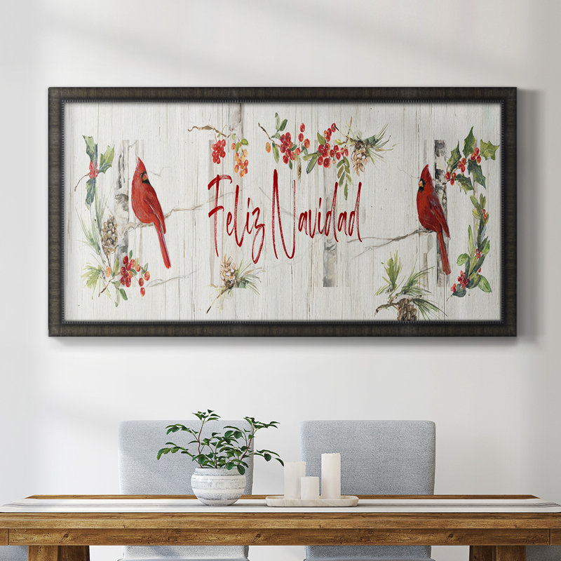 Toile encadrée Feliz Navidad - prête à être accrochée, H 21 po x l 37 po x P 1 po, Noir
