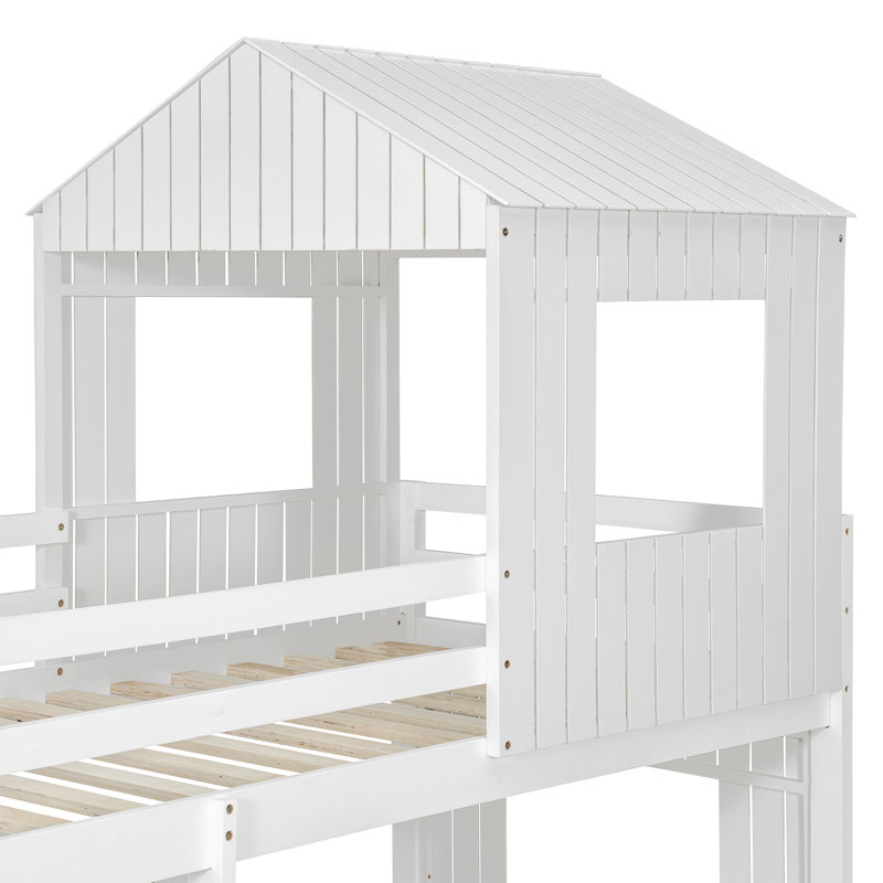 Lit mezzanine en métal avec bureau et tablette Sage, Blanc