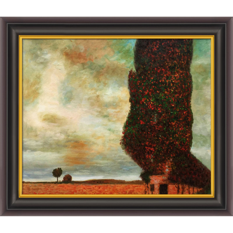 «High Poplar» par Gustav Klimt - Peinture sur toile encadrée, H 30 po x l 42 po x P 2 po, Cadre opulent
