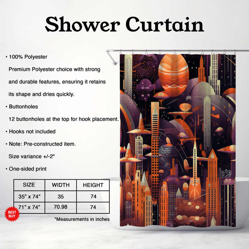 Rideau de douche Bright Futur - Premium, H 74 po x l 71 po