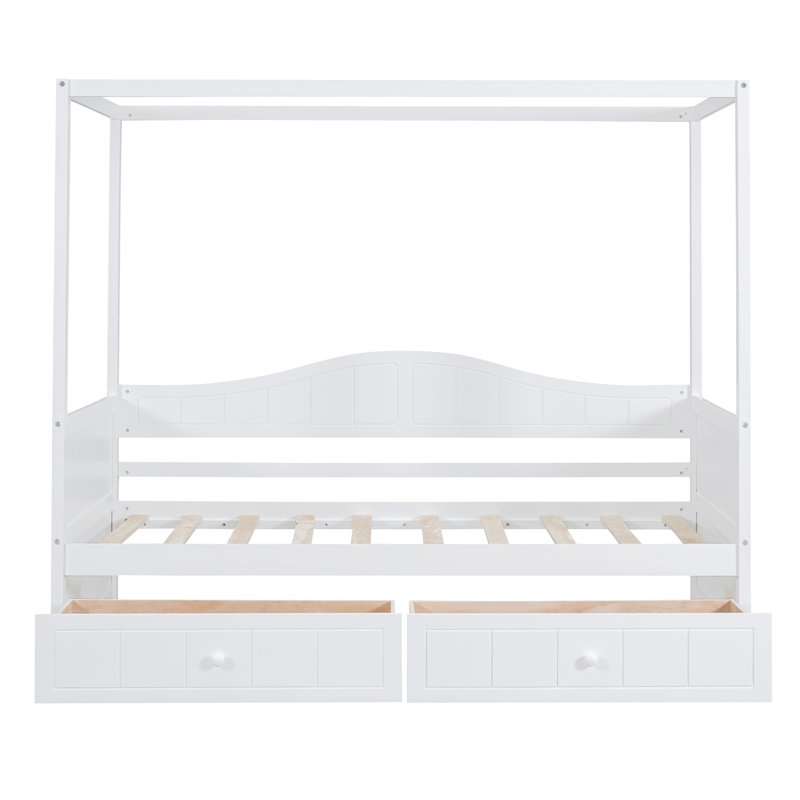 Haleena Twin Daybed with Drawers and Canopy, White