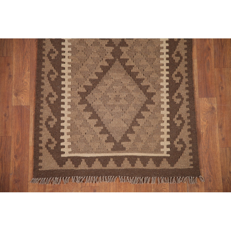 Tapis brun en laine réversible Kilim 3 x 4