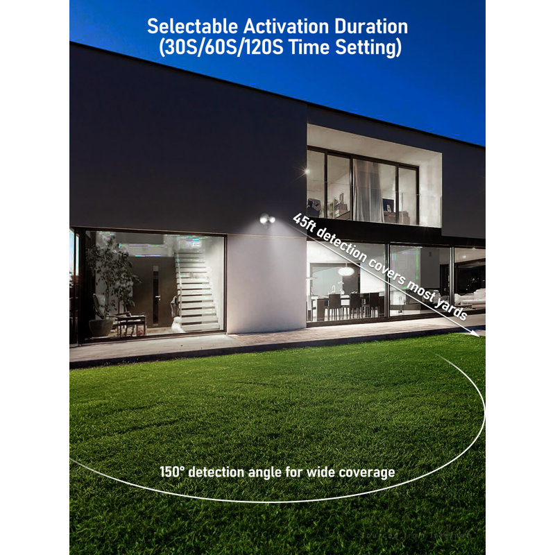 25W LED Security Light with Motion Sensor, Dusk to Dawn Flood Wall Light, 30°-80° Beam Angle Adjustable, White