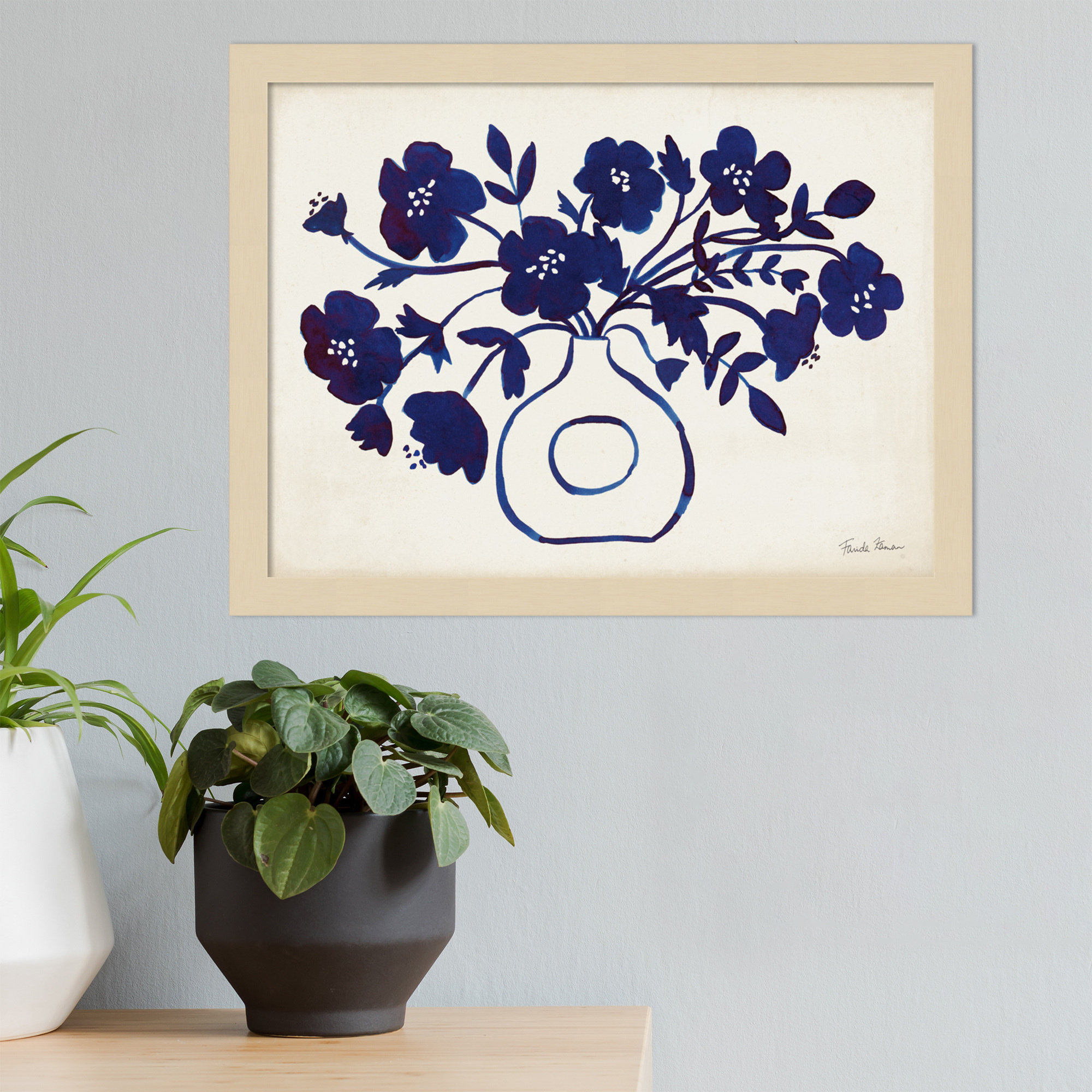 Modern Blue by Farida Zaman, 13" H x 17" W x 1" D, Brown