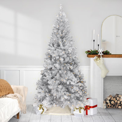 Sapin de Noël artificiel pré-éclairé - Argent