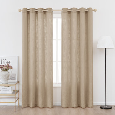 Kambi Linen Blend Semi-Sheer Curtain Panel Pair 