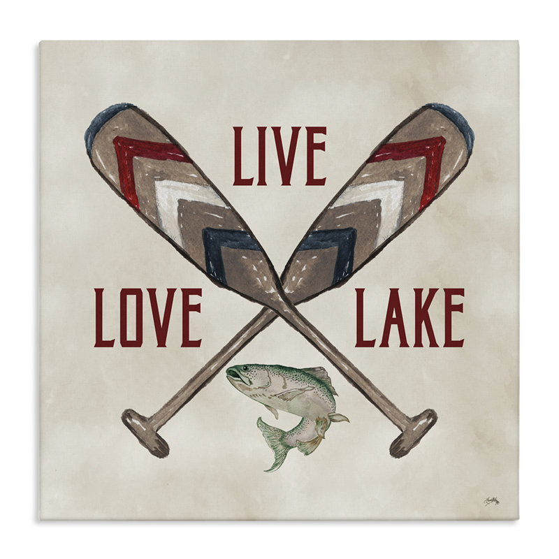 Art mural sur toile Live Love Lake Oars par Elizabeth Medley, H 17 po x l 17 po