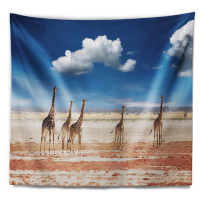 Troupeau de girafes tapisserie du parc national d'etosha
