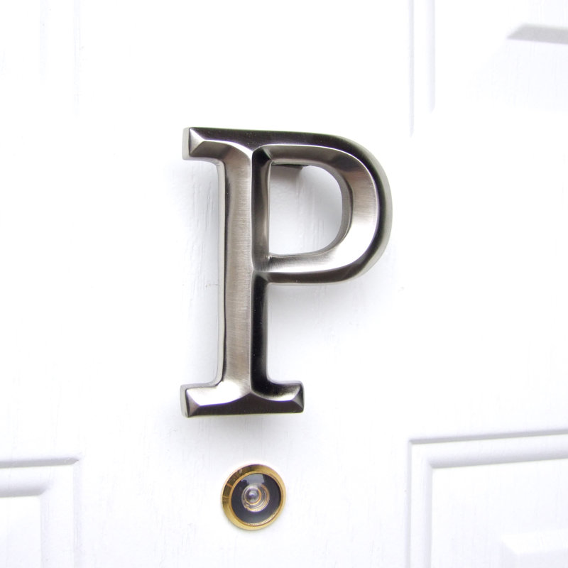 Heurtoir de porte lettre monogramme, Nickel, P
