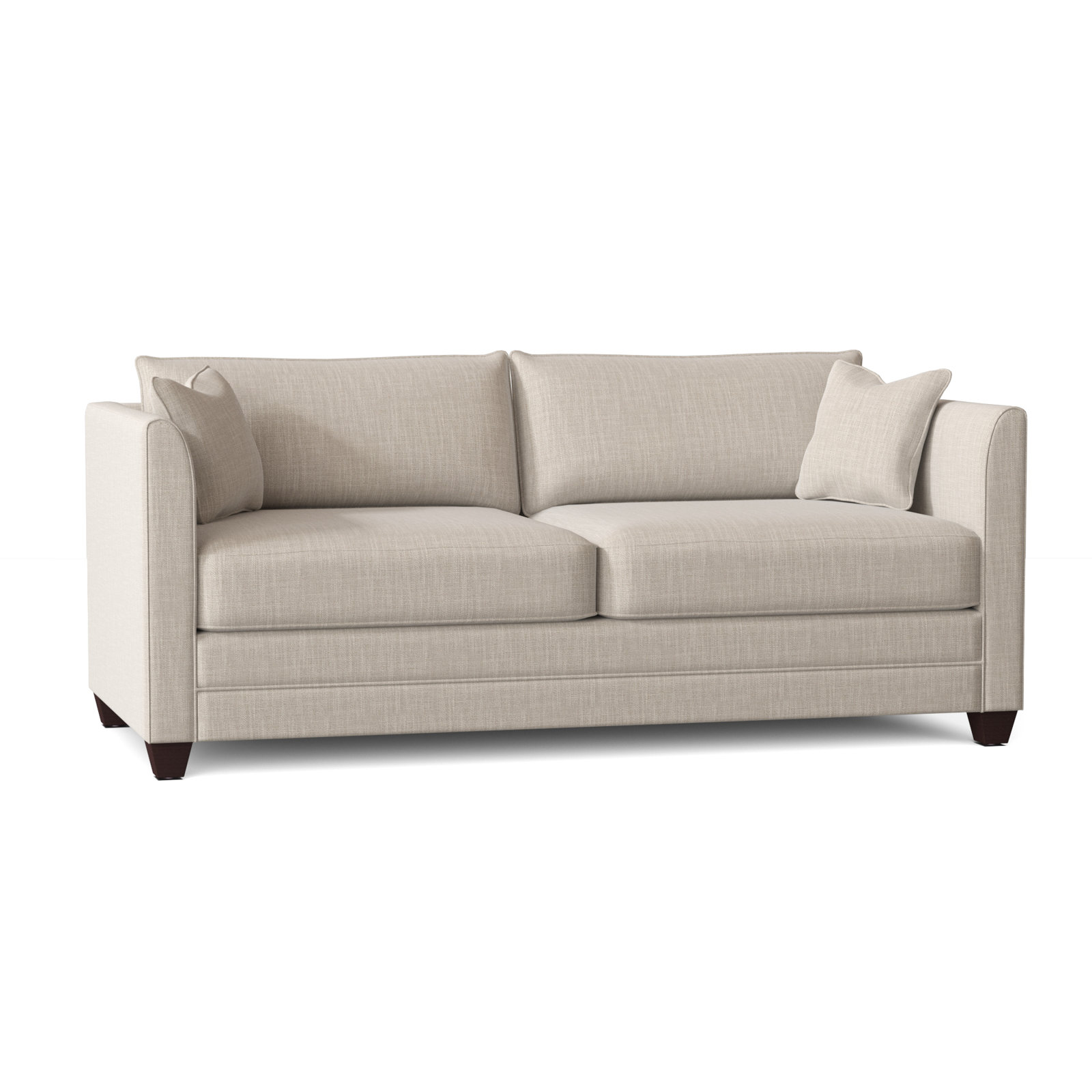 Kodie 76.5'' Upholstered Sofa, Conversation Ivory Basketweave, Dark Walnut