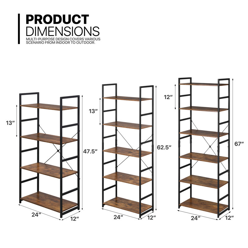 Bibliothèque Modern Modern, (4 tablettes) H 47,5 po x l 24 po x P 12 po