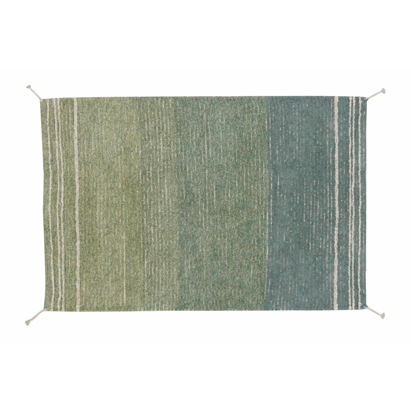 Reversible Washable Rug Twin Vintage Blue, Rectangle 5'7" x 8'