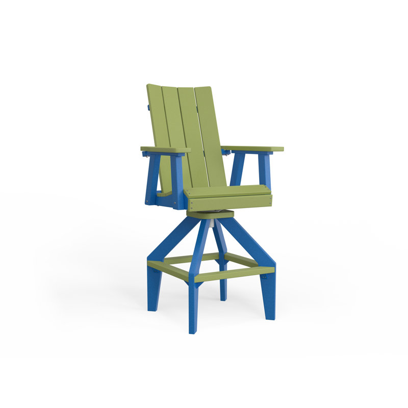 SOL Outdoor Bar Stool, Pacific Blue, White